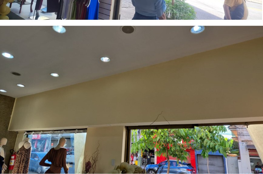 Mesmo ponto da loja com fechamento em drywall ocultando o rolo da porta
