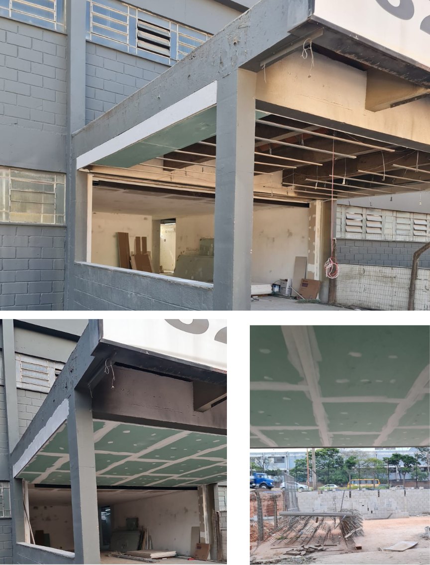 Rebaixamento com placa resistente à umidade em área externa